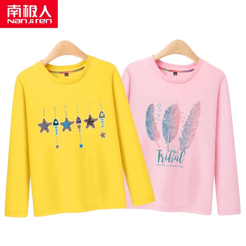 Cô gái t-shirt dài tay mặc T-shirt top quần áo chỉnh sửa dưới 2019 mùa thu bông trẻ em mỏng dành cho trẻ em không khí của.