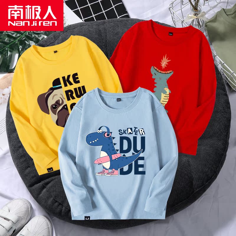 Boys dài sleevet t-shirt cotton mùa xuân và mùa thu mỏng đầu mùa thu váy cậu bé lớn trẻ em 13-15 tuổi bên ngoài chiếc áo khoác mùa thu mặc một nước ngoài như nam giới.