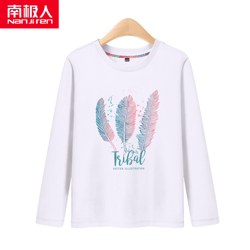 Cô gái t-shirt dài tay mặc T-shirt top quần áo chỉnh sửa dưới 2019 mùa thu bông trẻ em mỏng dành cho trẻ em không khí của.