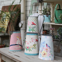 Meow small craftsman gardening solitary products-French rural style retro old animal bird pattern iron watering kettle shower shower