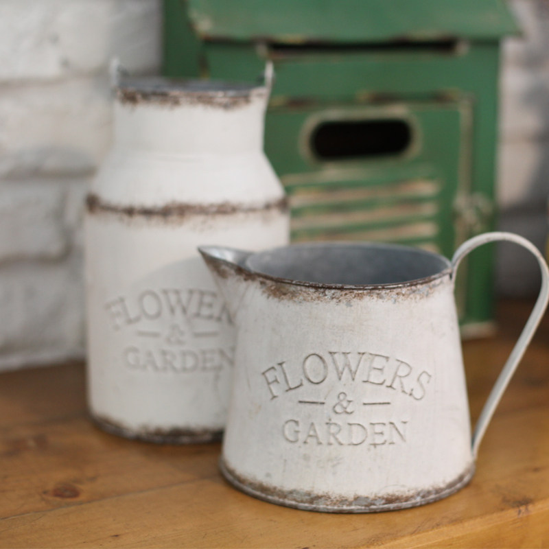 Meow craftsman zakka-Japanese retro gardening stripped tin embossed flower bucket shower small fresh garden props