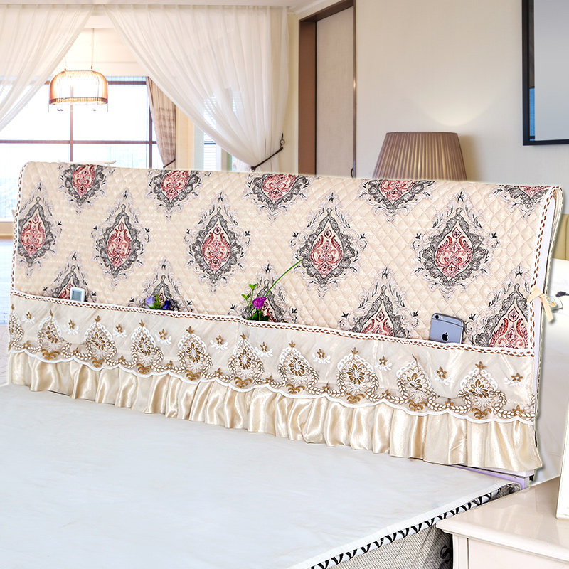 Gcotton Bedside Hood Cloth Art 1 5m Leather Bed Solid Wood Headboard Sleeve 1 8m Clips Cotton Bed Backrest Hood Bed Head Cabinet Dust Cover