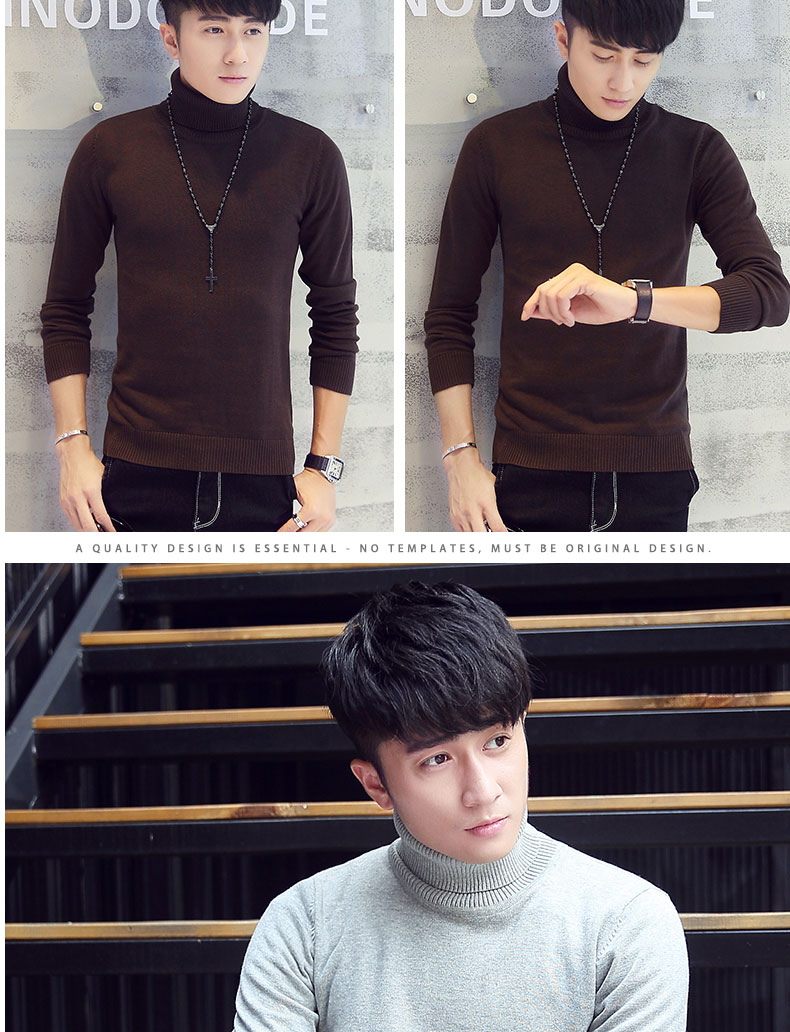 Mùa đông cao cổ áo len nam dày màu đen cộng với nhung dày áo sơ mi nam ấm quần áo cotton áo sơ mi nam áo len