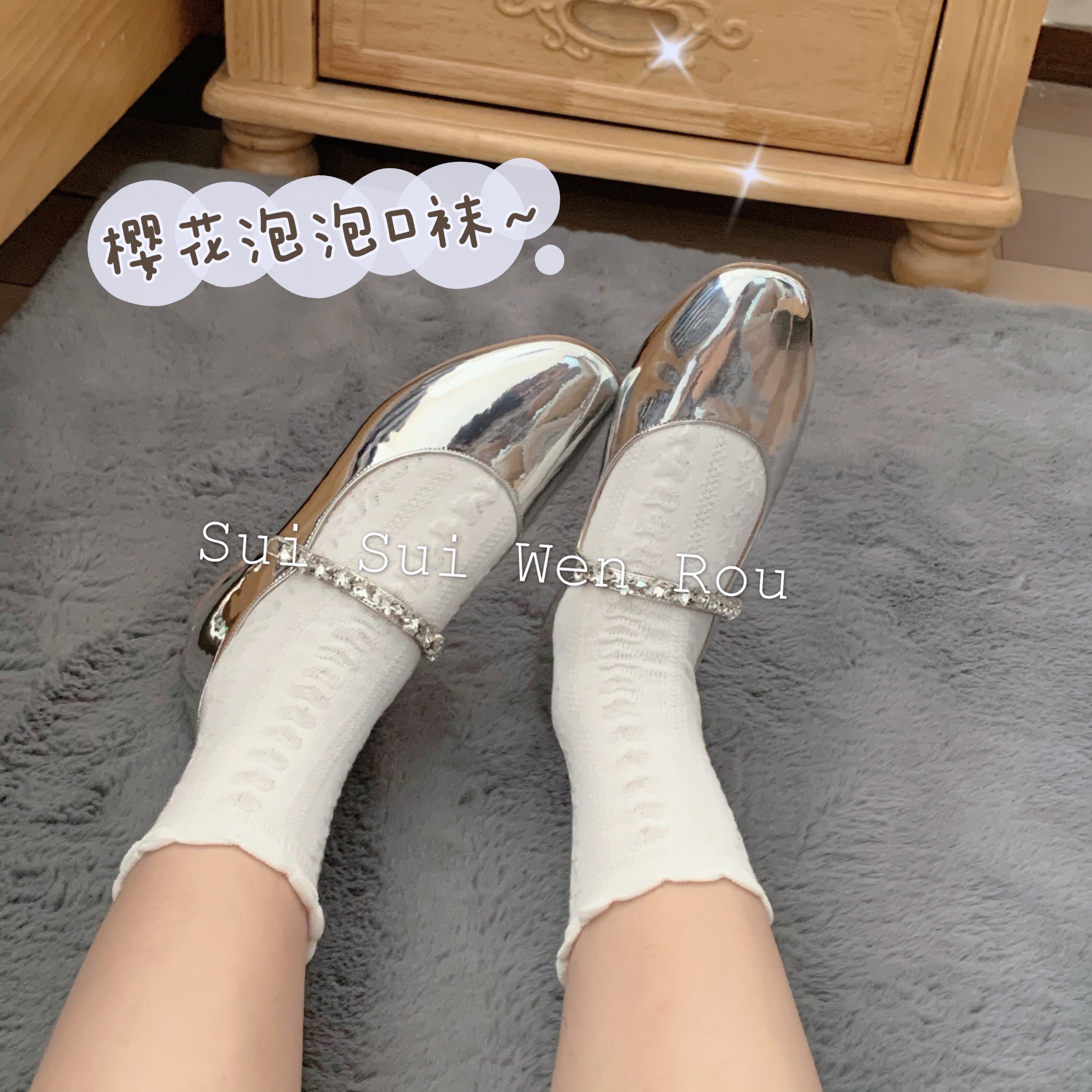 Year Old Gentle Cherry Blossom Bubblemouth Jk Middle Cylinder Thread White Summer Women Socks Day Department Pure Cotton Slim-Breathable Socks