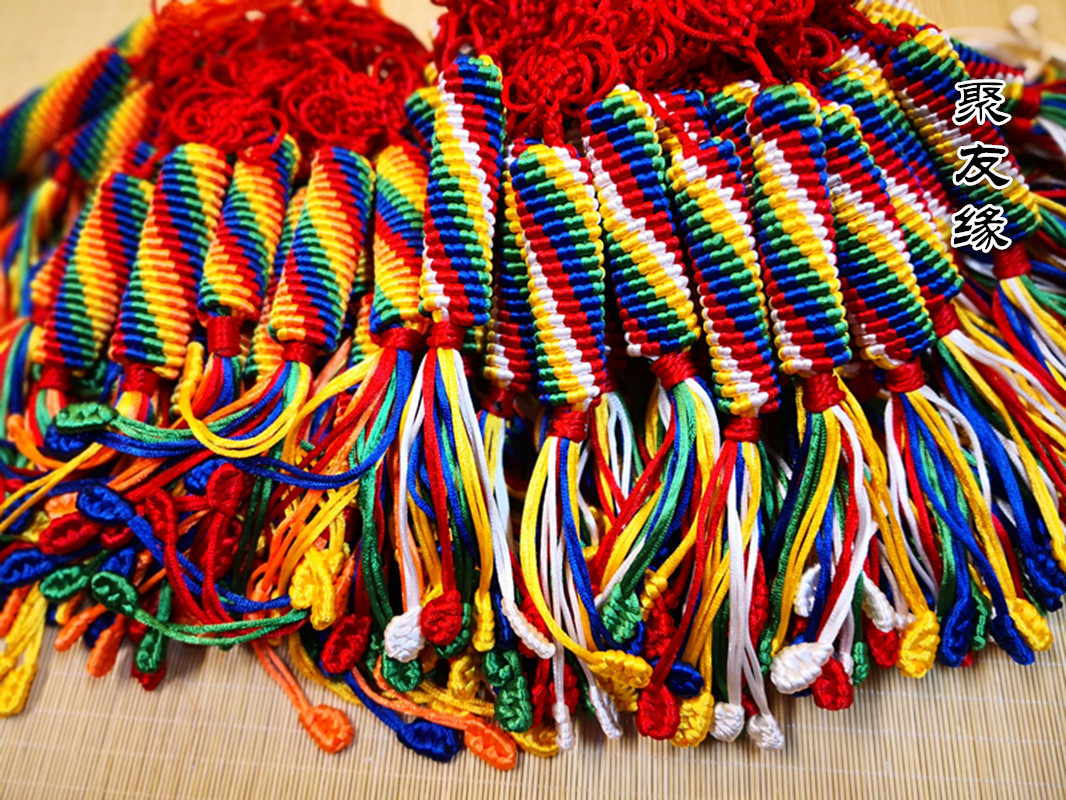 Tibetan pure hand-woven multicolored prayer wheel Vajra knot car hanging bag hanging ornament medium