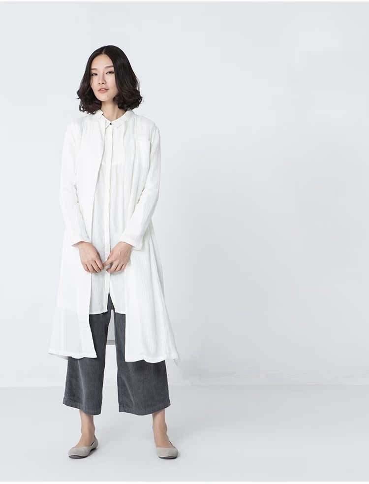 Casual 2018 mùa thu mới của phụ nữ quần áo văn chương fan hâm mộ áo khoác cotton dài màu rắn áo sơ mi dài tay áo gió - Trench Coat áo khoác nữ
