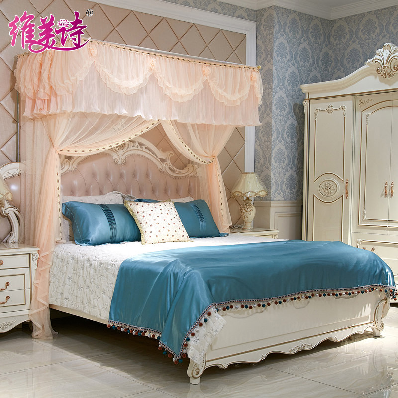 Vime Poetry Home Free installation 1 8m metre bed Double princess European-style telescopic landing bracket 1 5m mosquito net new
