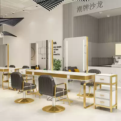 Lili shop mirror table hair salon special marble ironing area hairdressing mirror cabinet one tide