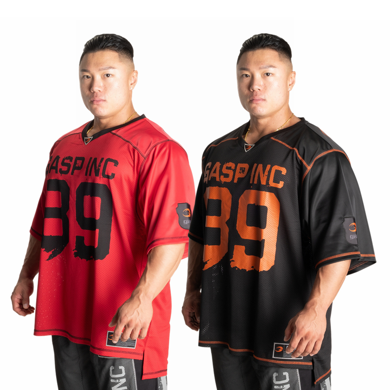 Gasp New Summer Fitness and Bodybuilding European Size Loose, Comfortable and Breathable Basketball Strength Sweat-Wicking Mesh Short-Sleeved T-Shirt