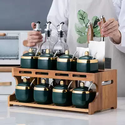 Knife and fork seasoning box set household combination kitchen salt sugar personality creative seasoning glass bottle seasoning jar shelf