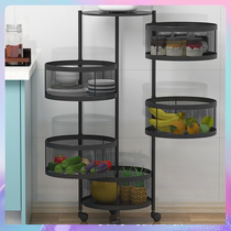 Installation-free kitchen vegetable shelf Floor-to-ceiling household multi-functional rotating vegetable basket Multi-layer fruit and vegetable drain rack