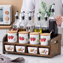 Hand-painted kitchen seasoning storage box seasoning products oil salt strawberry full set seasoning box set household combination package