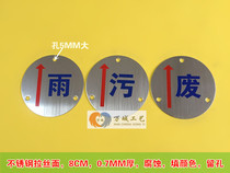 Stainless steel corrosion rain and sewage waste brand waste manhole cover signboard rainwater sewage pipeline identification card rain and pollution guide plate