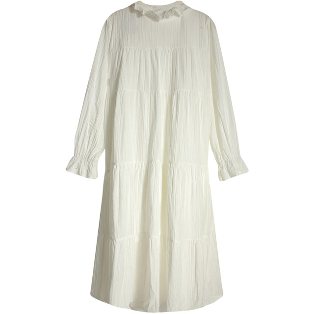 Temperament loose white mid-length bottoming inner skirt female autumn new style Korean style fungus collar long-sleeved dress