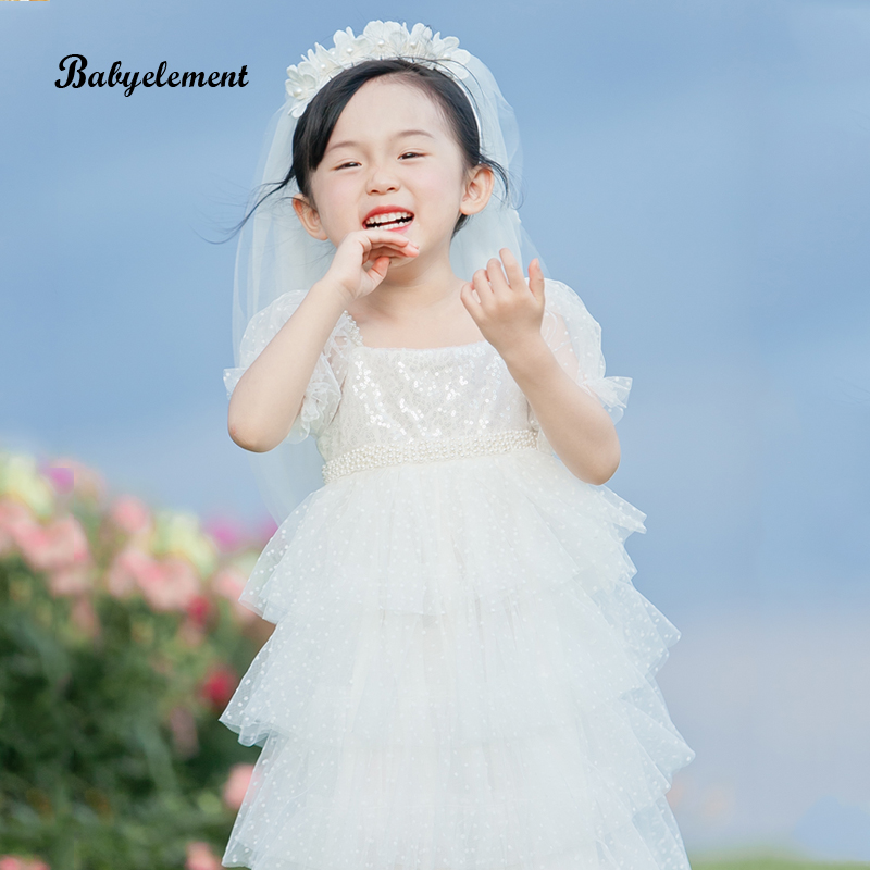 Girls dress in summer dress 2022 new childhood bubble sleeve cake, pork dress dress