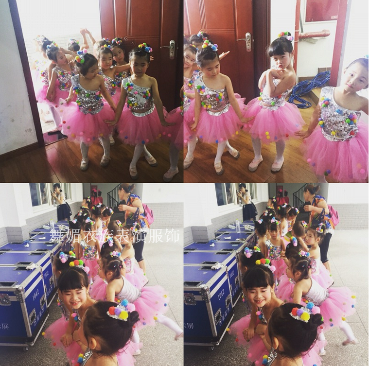 Trang phục trẻ em sequin jazz cô gái hiện đại nhảy jazz trang phục trẻ em váy fluffy trình diễn quần áo hiệu suất trang phục dân dộc các nước trẻ em