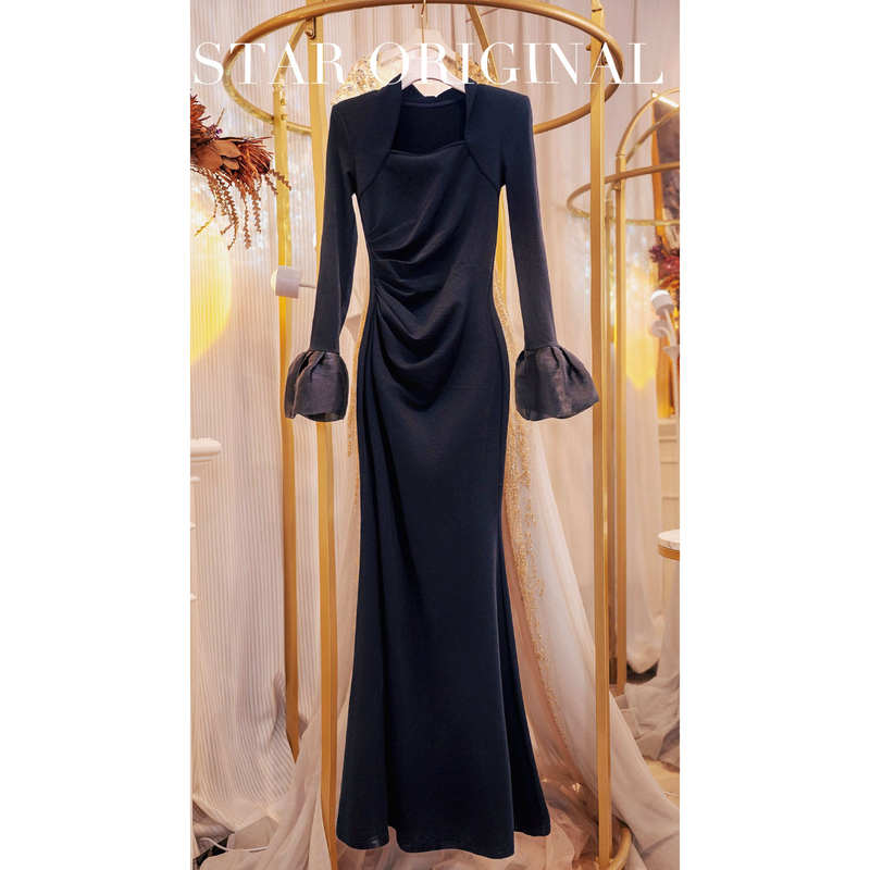 Xing Original [Nile Goddess] Slimming and Flattering Flared Sleeve Square Neck Dress Mermaid Skirt Long Dress