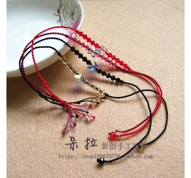 Áo nhập khẩu pha lê Áo thêm tinh tế dây màu đỏ dây màu đen vòng chân pha lê bướm vòng chân lắc chân nữ thủ công