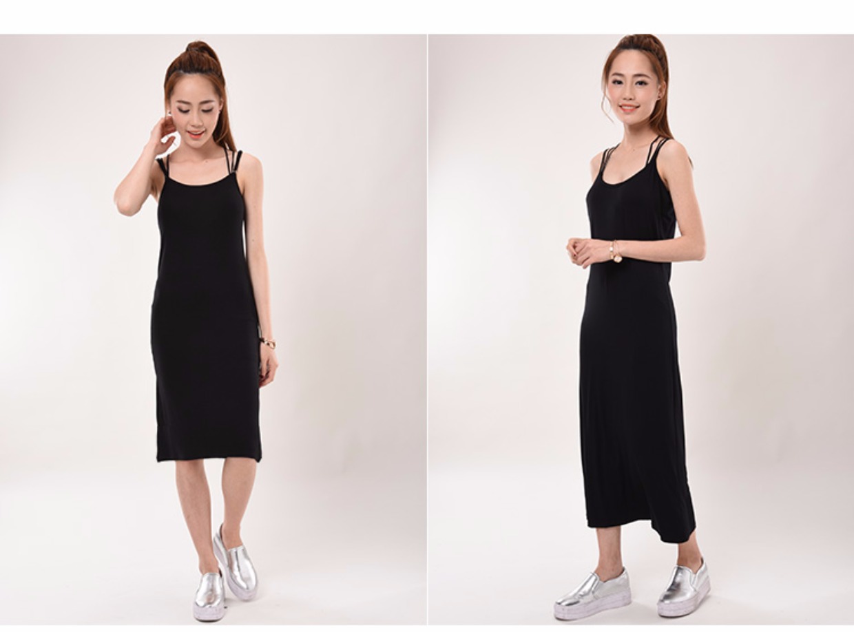 Thêm dây đeo dài vest nữ mùa thu và mùa đông không tay váy đáy phiên bản Hàn Quốc của phân bón cộng với kích thước lớn trên đầu gối chemise thời trang nữ