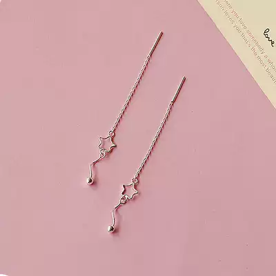 S925 sterling silver earrings female sweet five-pointed star super fairy personality earrings simple temperament long version of the star earrings earrings