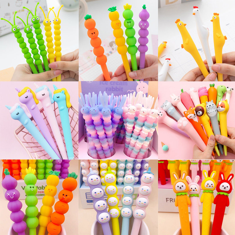 Internet celebrity silicone pen cute super cute creative girl neutral water pen student study stationery 0 5 black