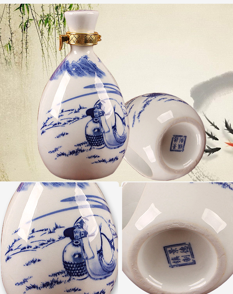 Jingdezhen rượu vang trắng và trắng Li rượu vang 1 kg rượu rỗng cầm tay có thể thêm từ nhà máy rượu tùy chỉnh với bình - Rượu vang ly uống vang đỏ