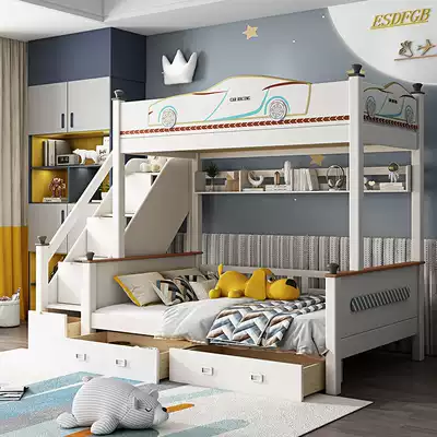 Solid wood children Boy upper and lower bunk beds bunk bed bunk bed mu zi chuang qi che chuang bunk bed