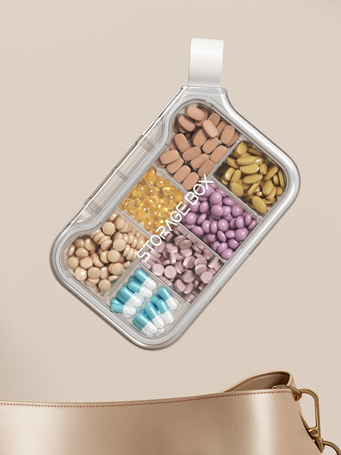 Pill Box Is Divided into Seven-Day Compartments for One Week, Portable, Food-Grade, Large-Capacity Seven-Day Storage Box, Stylish and Beautiful for Travel