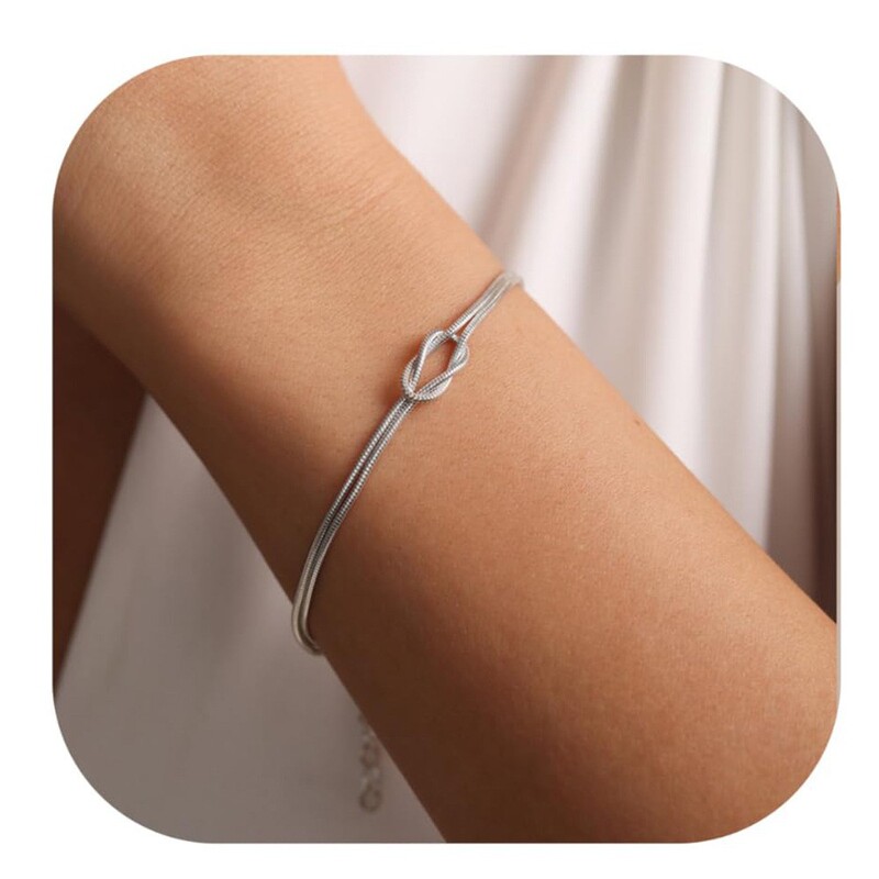 Stainless Steel Couple Bracelets Valentine's Day Knot Snake Chain Hand-Knotted Herringbone Bracelet European and American Cross-Border Jewelry Stainless Steel Couple Bracelets Valentine's Day Knot Snake Chain Hand-Knotted Herringbone Bracelet European and American Cross-Border Jewelry