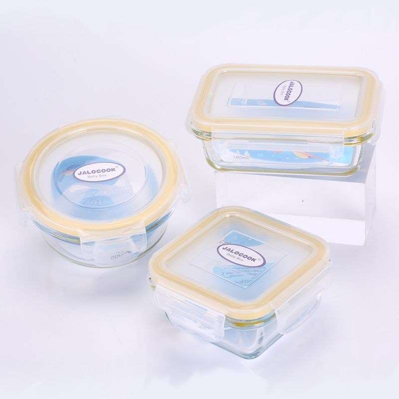 Baby complementary glass steaming bowl baby Deputy food steamed cake container can be steamed with soup sealed box to go out sidefood bowl with lid