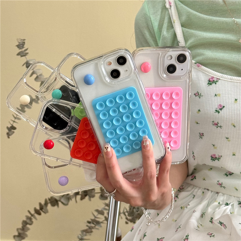Stylish and unique multi-functional silicone suction cup case for iPhone 15 Pro, Apple 14 new style, 13 women's style, 12 simple style, 11 popular style, 15 Pro Max creative anti-slip decompression full-coverage hard case.
