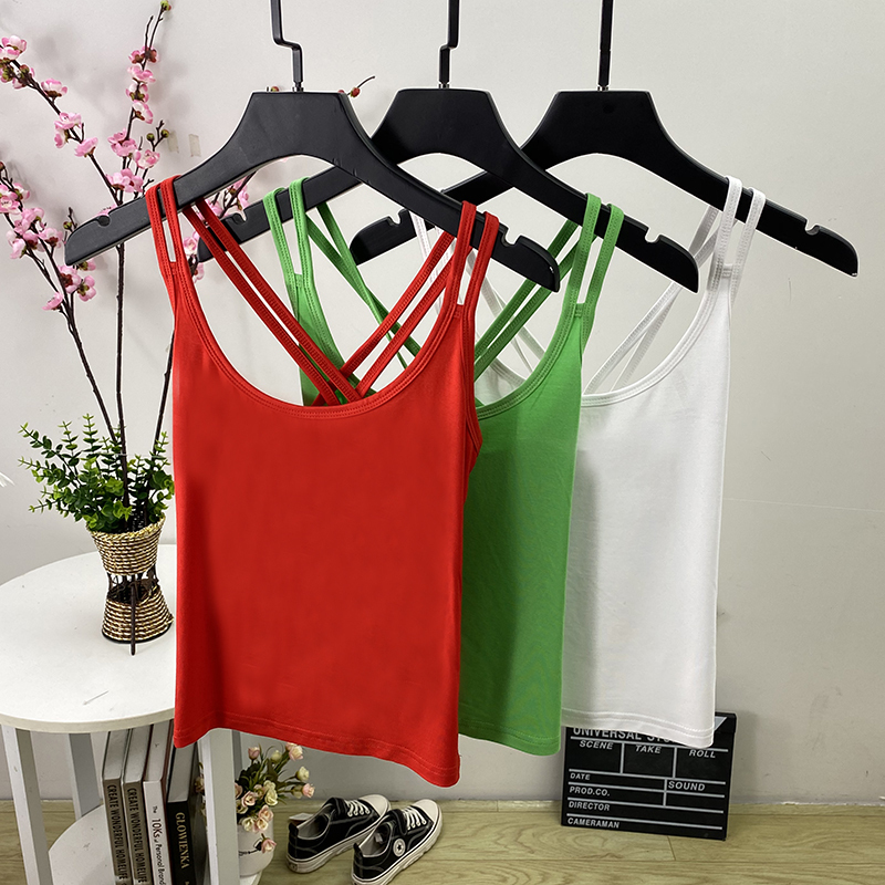 The Camisole Has a Sexy Low-Neck Modal Bottoming Shirt with a Beautiful Back and a Internet Celebrity Hot Style with a Cross-Over Ice Silk Straps on the Back