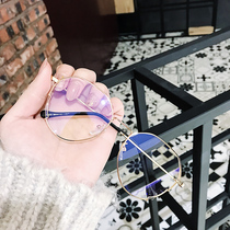 Anti-blue light radiation Harajuku wind ulzzang glasses men and women Korean wave retro polygon makeup round face with myopia