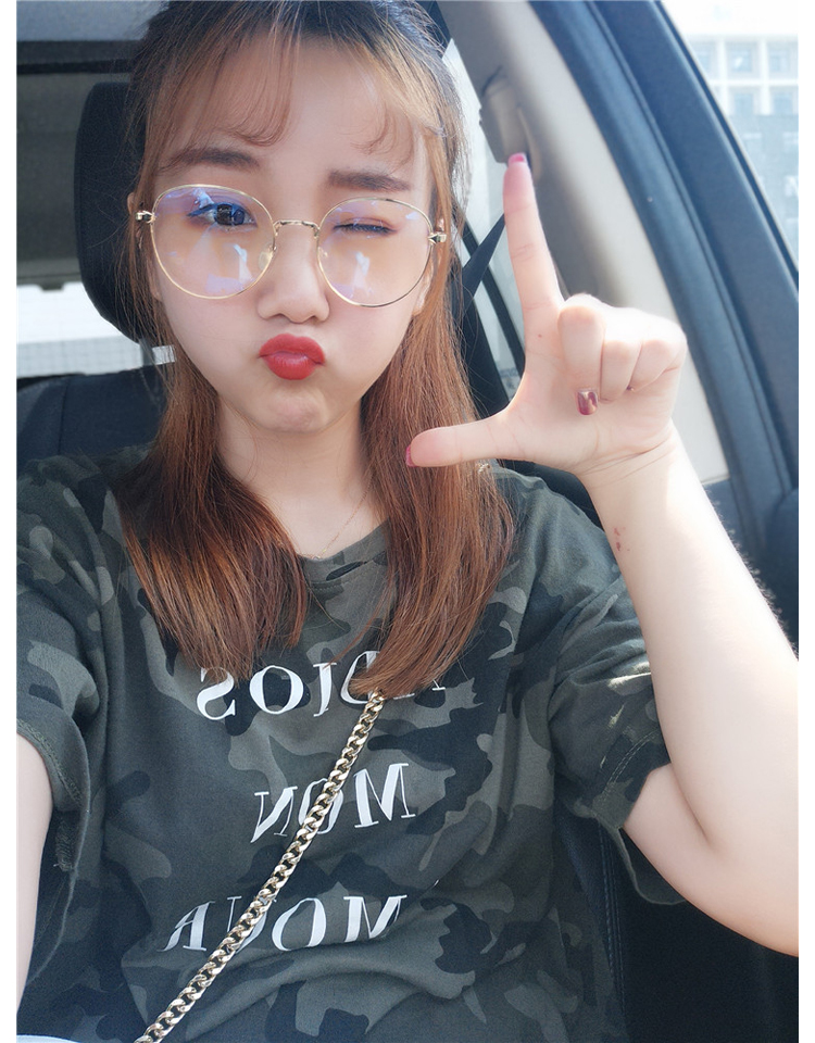 Mũi tên kính khung màu đỏ văn học retro Hồng Kông hương vị đàn ông và phụ nữ phẳng gương tròn kính mắt cận thị kính mắt anna