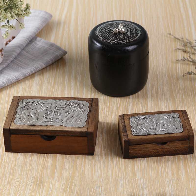 Thai wooden toothpick box home personality creative light luxury living room storage cotton swab box portable high-value toothpick box