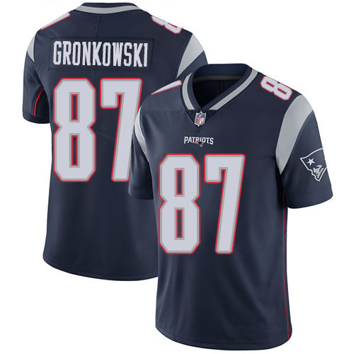 Bóng bầu dục bóng bầu dục NFL Patriots Patriot 87 GRONKOWSKI thế hệ thứ hai huyền thoại thêu jersey áo thun chơi bóng bầu dục