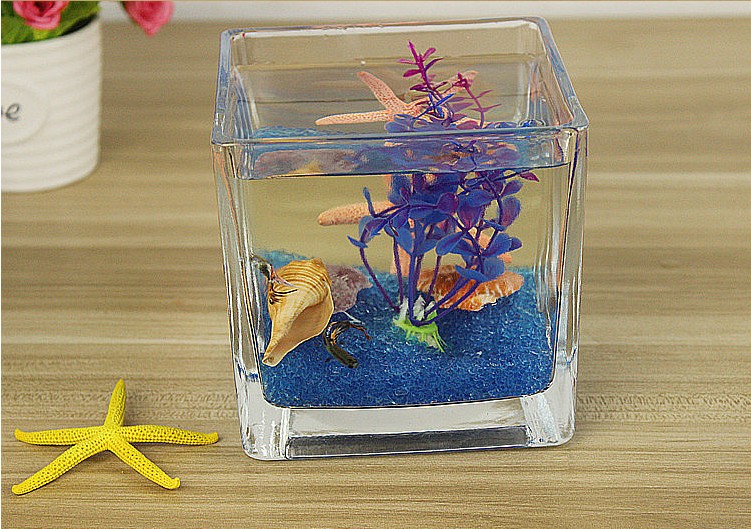 Square Glass Fish Tank Ultra White Thickened Mini Creative Small