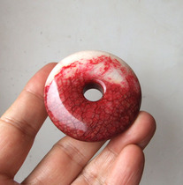 Natural chicken blood jade safety buckle pendant half red and white chicken blood jade safety buckle large chicken blood ruby ​​safety buckle pendant