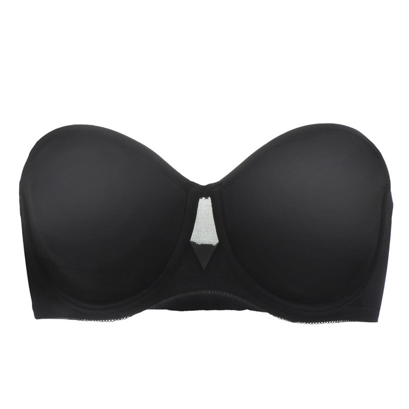 Receive a pair of milk thin strapless fat MM full cup bra Large cup non-slip bandeau invisible large size underwear women