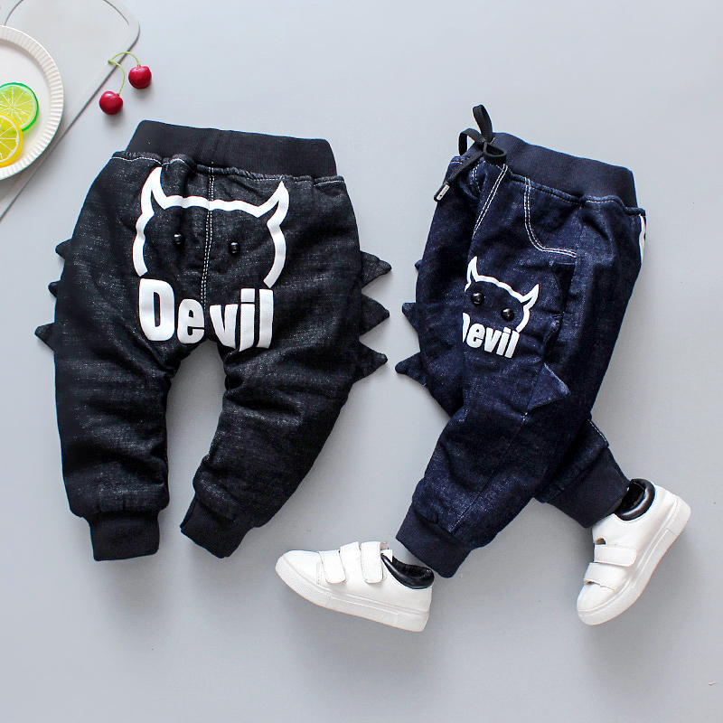 Quần áo trẻ em bé trai cộng với quần jean dày nhung Quần áo trẻ em mùa đông quần bé cotton ấm áp giản dị 1-2-3 tuổi 4 trẻ em shop trẻ em