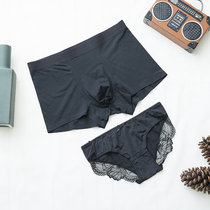 Couples underwear One man and one woman Modale mens flat angle lace womens triangular sexy ultra-thin summer delivery suit