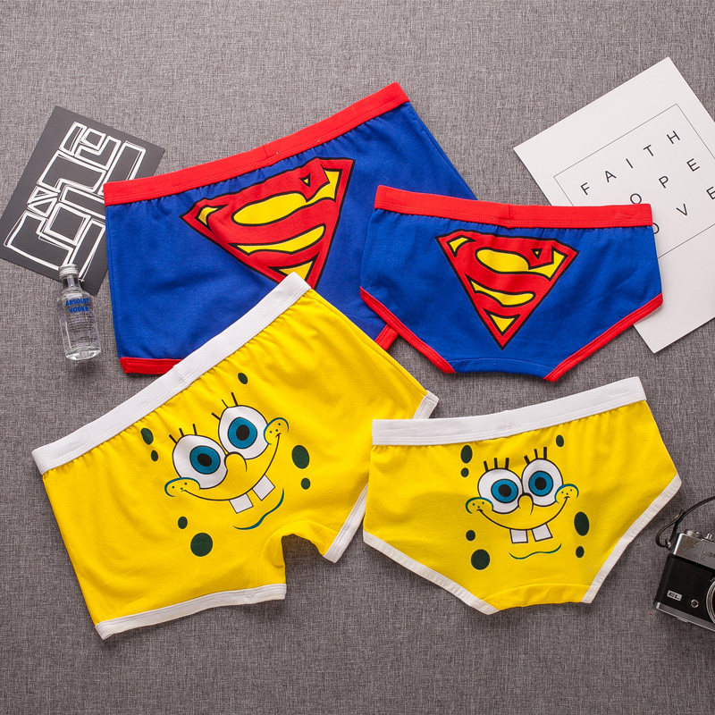 Underwear Men's Flat Corner Pants Pure Cotton Sports Youth Cute Mid Low Waist Cartoon Four Corners Breathable Tide Korean version Cartoon Shorts