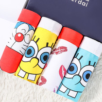 Panties female pure cotton mid-waist breathable triangle girl cartoon comfortable simple cute sexy shorts 4 gift box