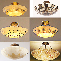 All copper natural Spanish marble chandelier villa hotel study aisle bedroom room ceiling lamp Chinese wind