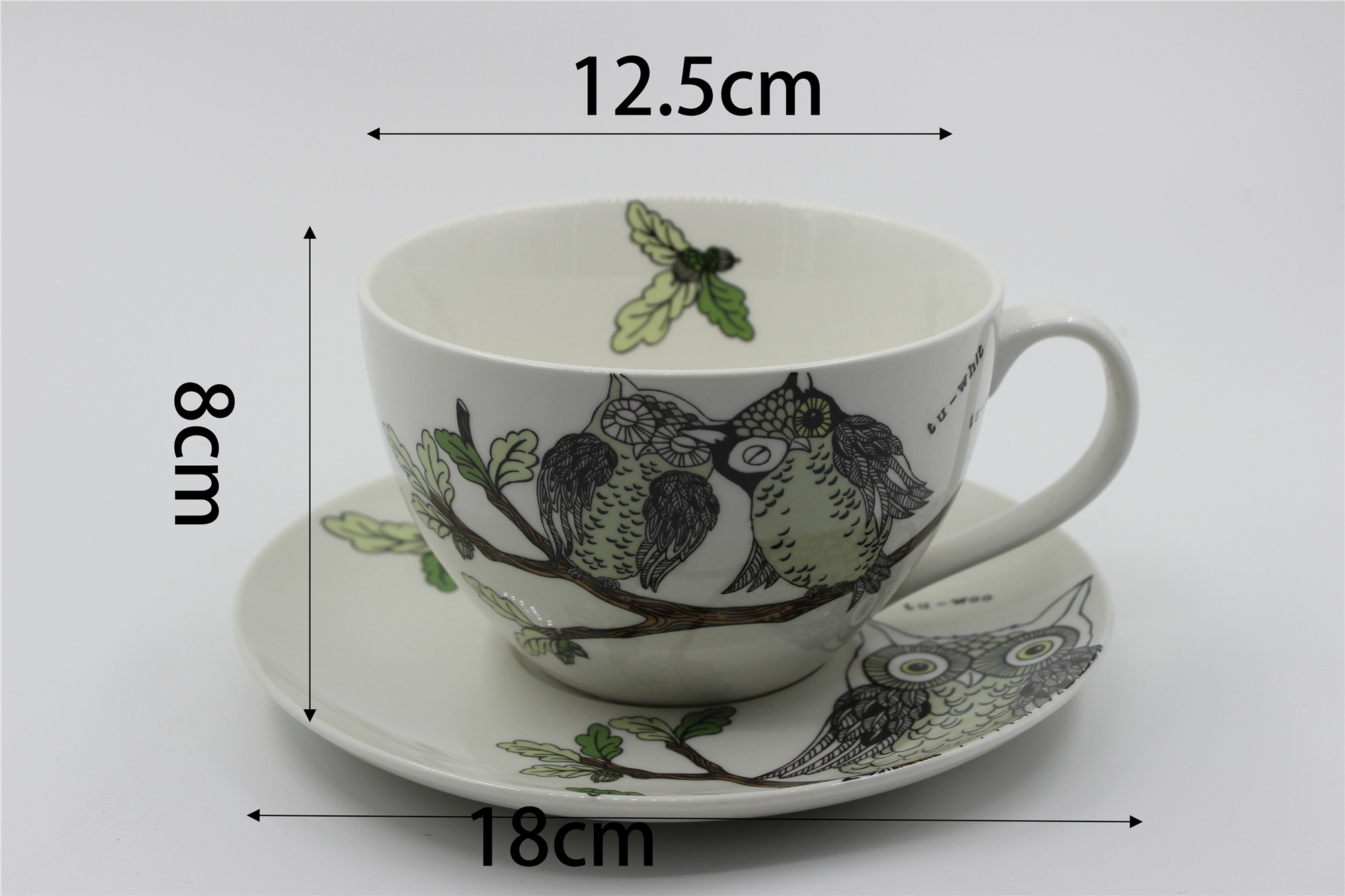 Foreign trade original Tu-whit TU-woo coffee cup saucer set owl oat breakfast large cup saucer set