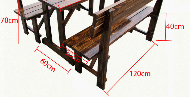 Carbonized chống ăn mòn đồ gỗ ngoài trời ban công sân vườn bia vuông nướng cửa hàng chợ đêm rắn bàn ghế gỗ ghế băng ngoài trời