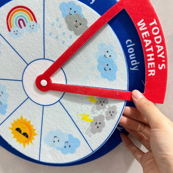 English Enlightenment Cognitive Felt Board Turntable Weather Animals Week English Classroom Word Learning Game Props for Young Children