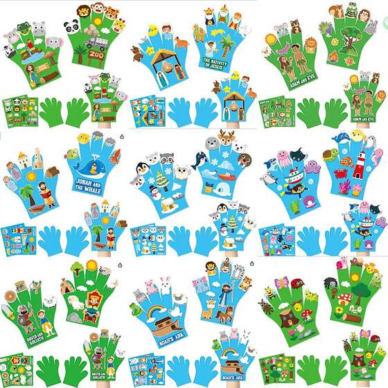 Animal Story Felt Doll Stickers Gloves Children's English Story Performance Props Baby Bedtime Story Finger Puppets