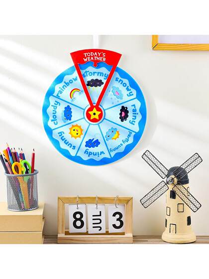 I'M Feeling: Early Childhood Learning English Weather and Weather Patterns Turntable Emotional Cognition Felt Play Teaching Aids