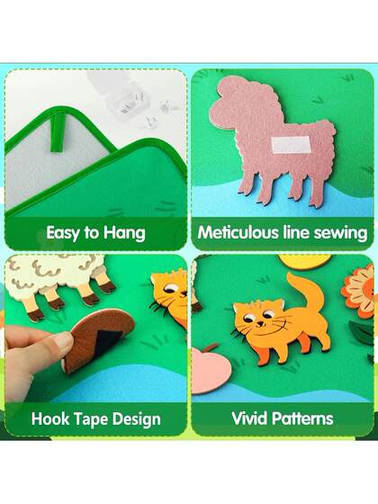Cross-Border My Farm Animal Cartoon Wall Stickers DIY Three-Dimensional Felt Farm Story Busy Learning Board Wall Decoration